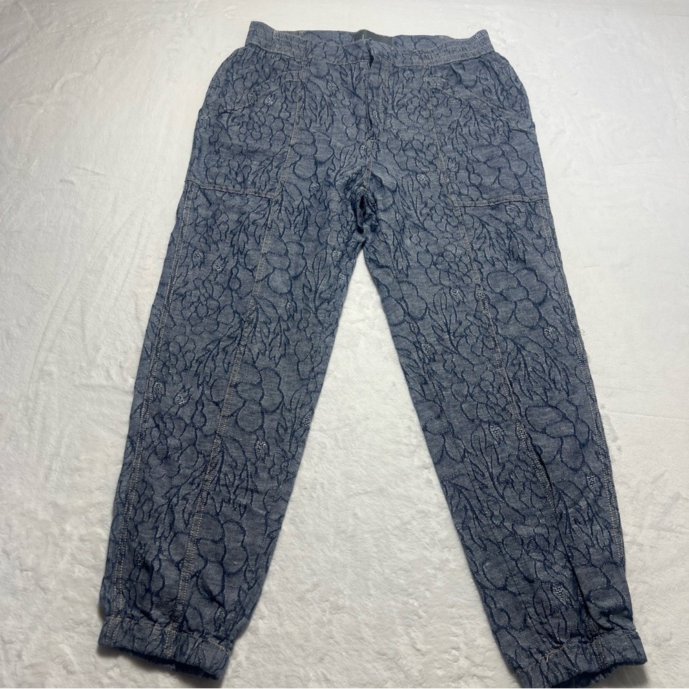Anthropologie Floral Jacquard Jogger Pants Blue XSP‎